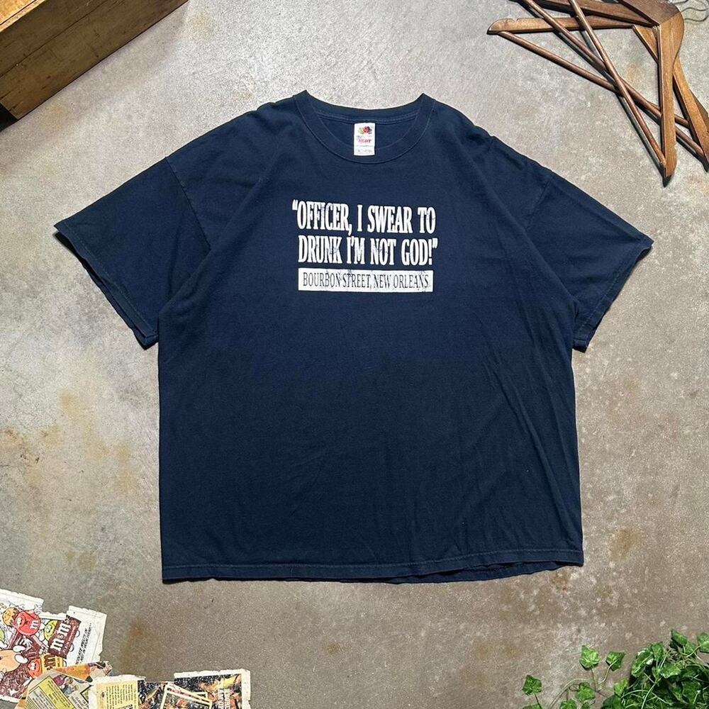 Vintage “Officer, I Swear To Drink Im Not God!” Funny Drinking Tee Black Shirt